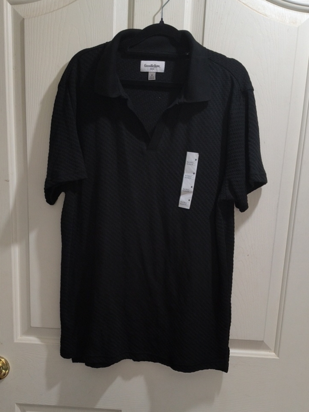 Goodfellow & Co Black Short-Sleeve Textured Polo